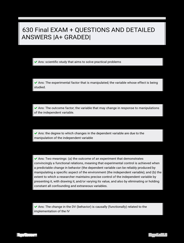 630 Final EXAM + QUESTIONS AND DETAILED ANSWERS |A+ GRADED|