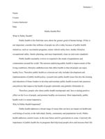 Public Health Learning Lab EXTRA Credit �