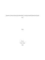 Quantitative Research Design and Methodology �Evaluating Sampling Method and Sample Size�
