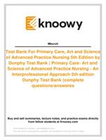 Test Bank For Primary Care, Art and Science of Advanced Practice Nursing 5th Edition by Dunphy