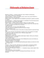 Philosophy of Religion Exam Solved Questions) (100% VERIFIED QUESTIONS AND ANSWERS