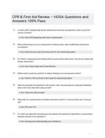 CPR & First Aid Review � HOSA Questions and Answers 100% Pass