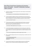 AHA PALS Final Exam Questions & Answers 2022/2023(MAY �AUGUST SESSION) (Verified 100% Correct)