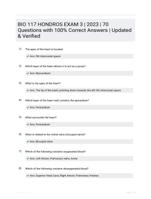 BIO 117 HONDROS EXAM 3 | 2023 | 70 Questions with 100% Correct Answers | Updated & Verified