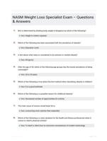 NASM Weight Loss Specialist Exam � Questions & Answers