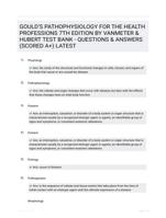 GOULD�S PATHOPHYSIOLOGY FOR THE HEALTH PROFESSIONS 7TH EDITION BY VANMETER & HUBERT TEST BANK - QUESTIONS & ANSWERS (SCORED A+) LATEST