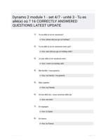 Dynamo 2 module 1 - set 4/7 - unit� 3 - Tu es all�(e) o� ? 16 CORRECTLY ANSWERED QUESTIONS LATEST UPDATE