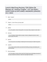 Lewis�s Med-Surg Nursing 12th Edition By Mariann M. Harding Chapter 1-69 Test Bank | QUESTIONS & EXPLAINED ANSWERS (GRADED A+) | 2023