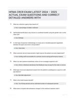 HFMA CRCR EXAM LATEST 2024 � 2025  ACTUAL EXAM QUESTIONS AND  CORRECT DETAILED ANSWERS WITH