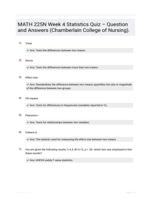 MATH 225N Week 4 Statistics Quiz � Question and Answers (Chamberlain College of Nursing).