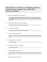 OCR GCSE (9�1) Physics A (Gateway Science) J249/03 Paper 3 Higher Tier JUNE 2023 QUESTION PAPER