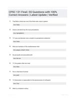 CPSC 131 Final | 55 Questions with 100% Correct Answers | Latest Update | Verified