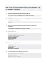 EMD Self-Assessment Questions + Notes Q�s & A�s Already Passed!!
