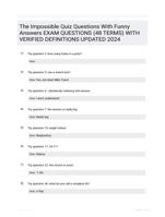 The Impossible Quiz Questions With Funny Answers EXAM QUESTIONS (48 TERMS) WITH VERIFIED DEFINITIONS UPDATED 2024