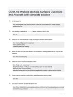 OSHA 10: Walking Working Surfaces Questions and Answers with complete solution