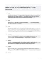 Level D Unit 14 |20 Questions| With Correct Answers.