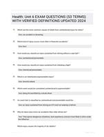 Health: Unit 6 EXAM QUESTIONS (53 TERMS) WITH VERIFIED DEFINITIONS UPDATED 2024