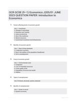 OCR GCSE (9�1) Economics J205/01  PAPER 1 JUNE 2023 FINAL QUESTION PAPER Introduction to Economics