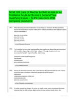 NCM 109 Care of Mother & Child at-risk or w/ Problems Acute & Chronic ( Second Year Qualifying Exam � AUP) Questions With Complete Solutions.
