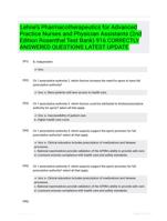 Lehne�s Pharmacotherapeutics for Advanced Practice Nurses and Physician Assistants (2nd Edition Rosenthal Test Bank) Study Guide Questions and Correct Answers