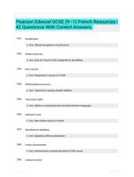 Pearson Edexcel GCSE (9�1) French Resources 42 CORRECTLY ANSWERED QUESTIONS LATEST UPDATE