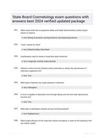 State Board Cosmetology exam questions with answers best 2024 verified updated package