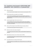 S.S. Questions and Answers QUESTIONS AND ANSWERS 100% VERIFIED A+ GUARANTEED