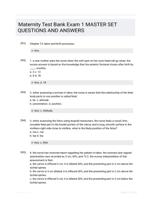Maternity Test Bank Exam 1 MASTER SET QUESTIONS AND ANSWERS