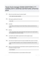 Texas food manager EXAM QUESTIONS (171 TERMS) WITH VERIFIED DEFINITIONS UPDATED 2024