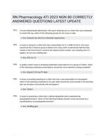 RN Pharmacology ATI 2023 NGN 80 CORRECTLY ANSWERED QUESTIONS LATEST UPDATE