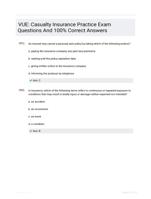 VUE: Casualty Insurance Practice Exam Questions And  100% Correct Answers