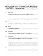 AP Physics 1 Unit 5 20 CORRECTLY ANSWERED QUESTIONS LATEST UPDATE