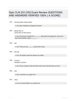 Epic CLN 251/252 Exam Review QUESTIONS AND ANSWERS VERIFIED 100% ( A SCORE)