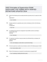 DSST Principles of Supervision EXAM QUESTIONS (100 TERMS) WITH VERIFIED DEFINITIONS UPDATED 2024