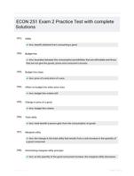 ECON 251 Exam 2 Practice Test with complete Solutions