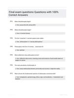 Final exam questions Questions with 100% Correct Answers
