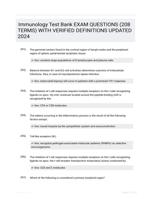 Immunology Test Bank EXAM QUESTIONS (208 TERMS) WITH VERIFIED DEFINITIONS UPDATED 2024