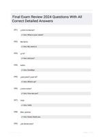 Final Exam Review 2024 Questions With All Correct  Detailed Answers