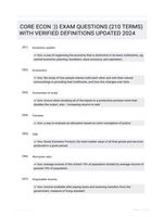 CORE ECON :)) EXAM QUESTIONS (210 TERMS) WITH VERIFIED DEFINITIONS UPDATED 2024