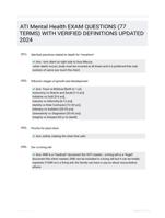 ATI Mental Health EXAM QUESTIONS (77 TERMS) WITH VERIFIED DEFINITIONS UPDATED 2024