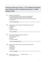 Primary Instructor Exam | 132 Verified Questions and Answers with Complete Solutions | Latest Update 2024