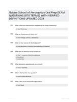 Bakers School of Aeronautics Oral Prep EXAM QUESTIONS (870 TERMS) WITH VERIFIED DEFINITIONS UPDATED 2024