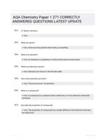 AQA Chemistry Paper 1 271 CORRECTLY ANSWERED QUESTIONS LATEST UPDATE