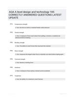 AQA A level design and technology 185 CORRECTLY ANSWERED QUESTIONS LATEST UPDATE