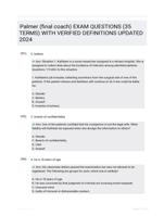 Palmer (final coach) EXAM QUESTIONS (35 TERMS) WITH VERIFIED DEFINITIONS UPDATED 2024