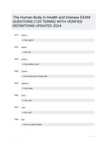 The Human Body in Health and Disease EXAM QUESTIONS (120 TERMS) WITH VERIFIED DEFINITIONS UPDATED 2024