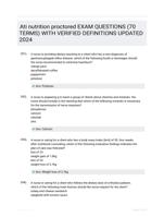 Ati nutrition proctored EXAM QUESTIONS (70 TERMS) WITH VERIFIED DEFINITIONS UPDATED 2024