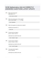 GCSE Mathematics AQA 44 CORRECTLY ANSWERED QUESTIONS LATEST UPDATE