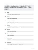 GCSE Physics Equations (AQA 8463 1-9) 23 CORRECTLY ANSWERED QUESTIONS LATEST UPDATE