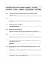 And Personal Finance Final Exam Law and Business  exam 2024 with 100% correct answers